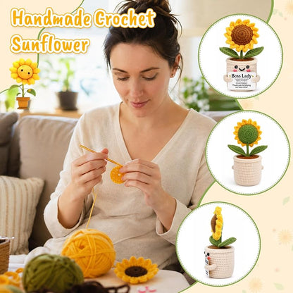 Boss Lady Sunflower Crochet Gift - Thank You Card Included (Variation: Boss_shine)