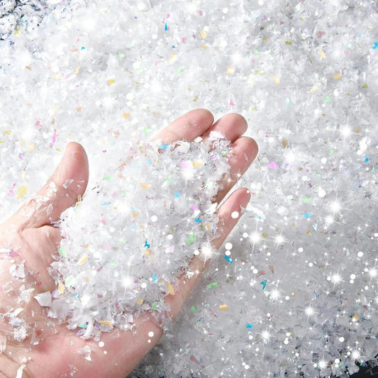 Skiennix 50g Fake Snow Decoration - Sparkly White Faux Snowflakes for Christmas Party Decor