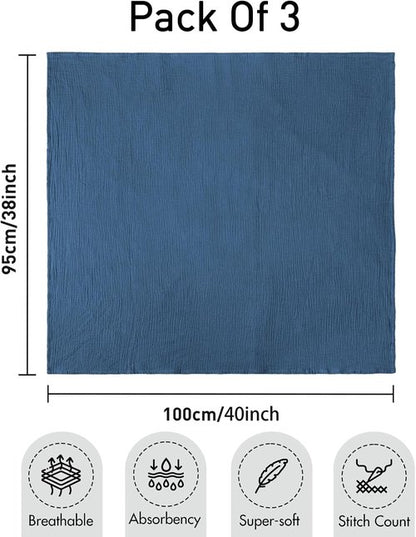 Graceful Muslin Swaddle Blankets - 3 Pack Soft & Breathable Receiving Blankets | Large 38 x 40 Inches