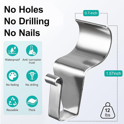 HUXOR 10-Pack Vinyl Siding Hooks for Outdoor Use - Heavy Duty 1mm Stainless Steel