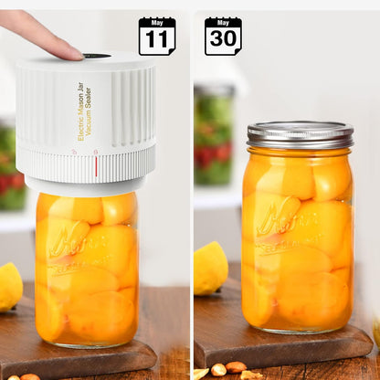 Skiennix Electric Mason Jar Vacuum Sealer Kit - Ideal for Wide & Regular Mouth Jars - White