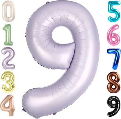 40 Inch Cream Purple Number 9 Balloon - Perfect for Birthday, Engagement, Wedding & Graduation Decor