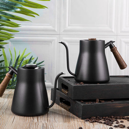 Pour over Coffee Kettle, Tea Kettle with Thermometer Stovetop Gooseneck Kettle Induction Stainless Steel Gooseneck Kettle Coffee Pot with Wood Handle 850ml