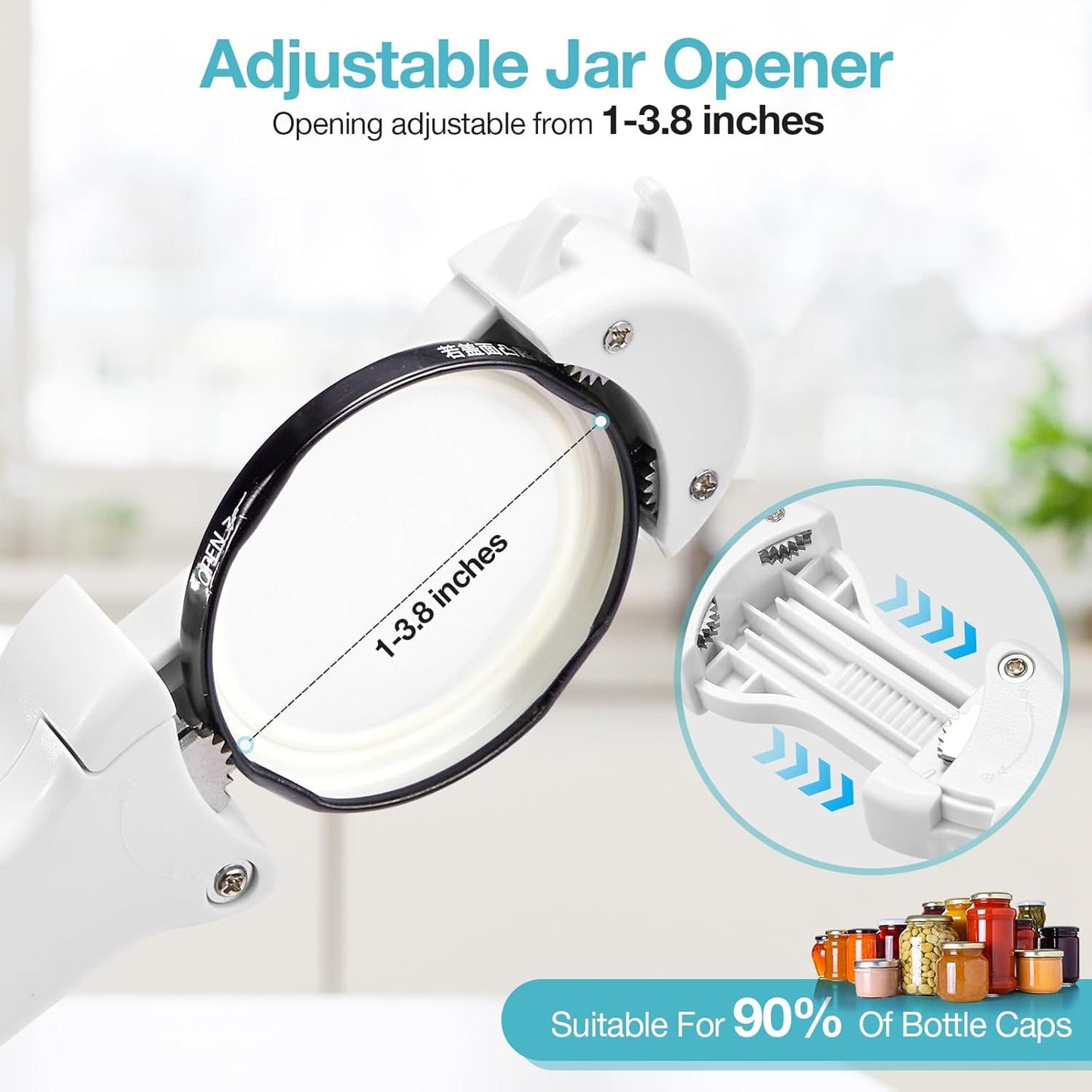 Skiennix 7-in-1 Jar Opener for Seniors - Magnetic Adjustable & Easy-Grip Kitchen Gadget (Off-White)