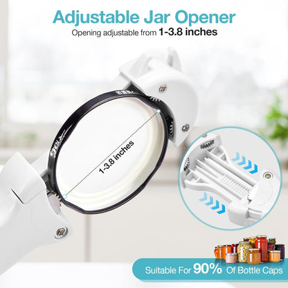 Skiennix 7-in-1 Jar Opener for Seniors - Magnetic Adjustable & Easy-Grip Kitchen Gadget (Off-White)