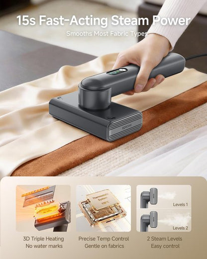 Epicka Dual Voltage Travel Steamer - Portable 2-in-1 Handheld Iron with Auto Shut-Off & Dual Steam Modes | Grey