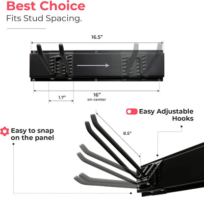TIDYME Garage Tool Organizer Wall Mount - Sturdy 80-Inch Storage Rack with Adjustable Hooks | 500lbs Capacity
