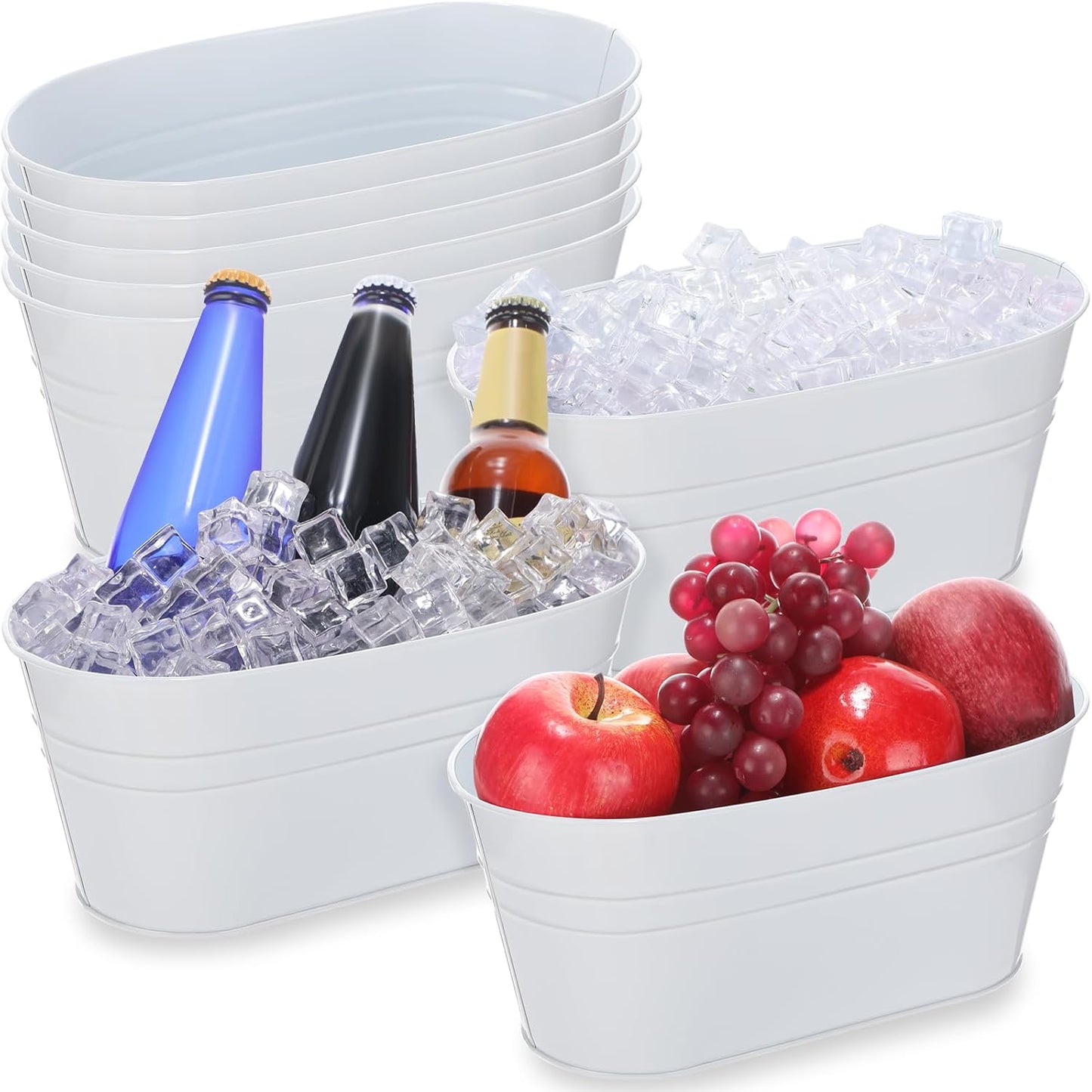 Norme 8 Pcs 3 Qt Galvanized Tub Ice Bucket Small Metal Champagne Drink Bucket Beer Drink Storage Beverage Tub for Parties Mimosa Bar Supplies Cocktail Bar