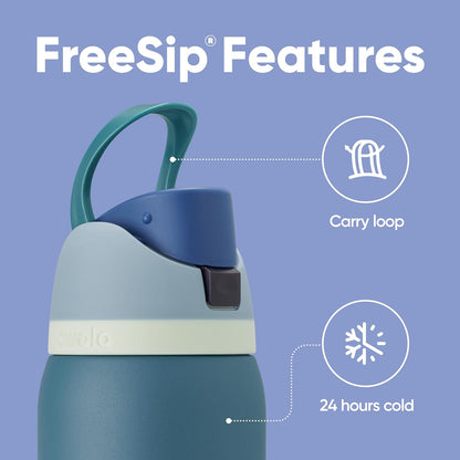 Owala FreeSip Insulated Stainless Steel Water Bottle - BPA-Free, 32 Oz, Denim | Perfect for Travel
