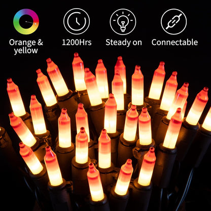 Minetom 25Ft. Candy Corn Mini Halloween String Lights - 100-Count, Waterproof & Connectable, 2 Pack