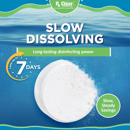 Rx Clear Chlorine Tabs - 3 Inch Stabilized Tablets for Pool Sanitization | 5 Pounds | Long Lasting & UV Protected