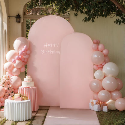 Skiennix Pink Arch Cover Set - 7.2ft & 6ft Spandex Backdrop for Weddings & Parties