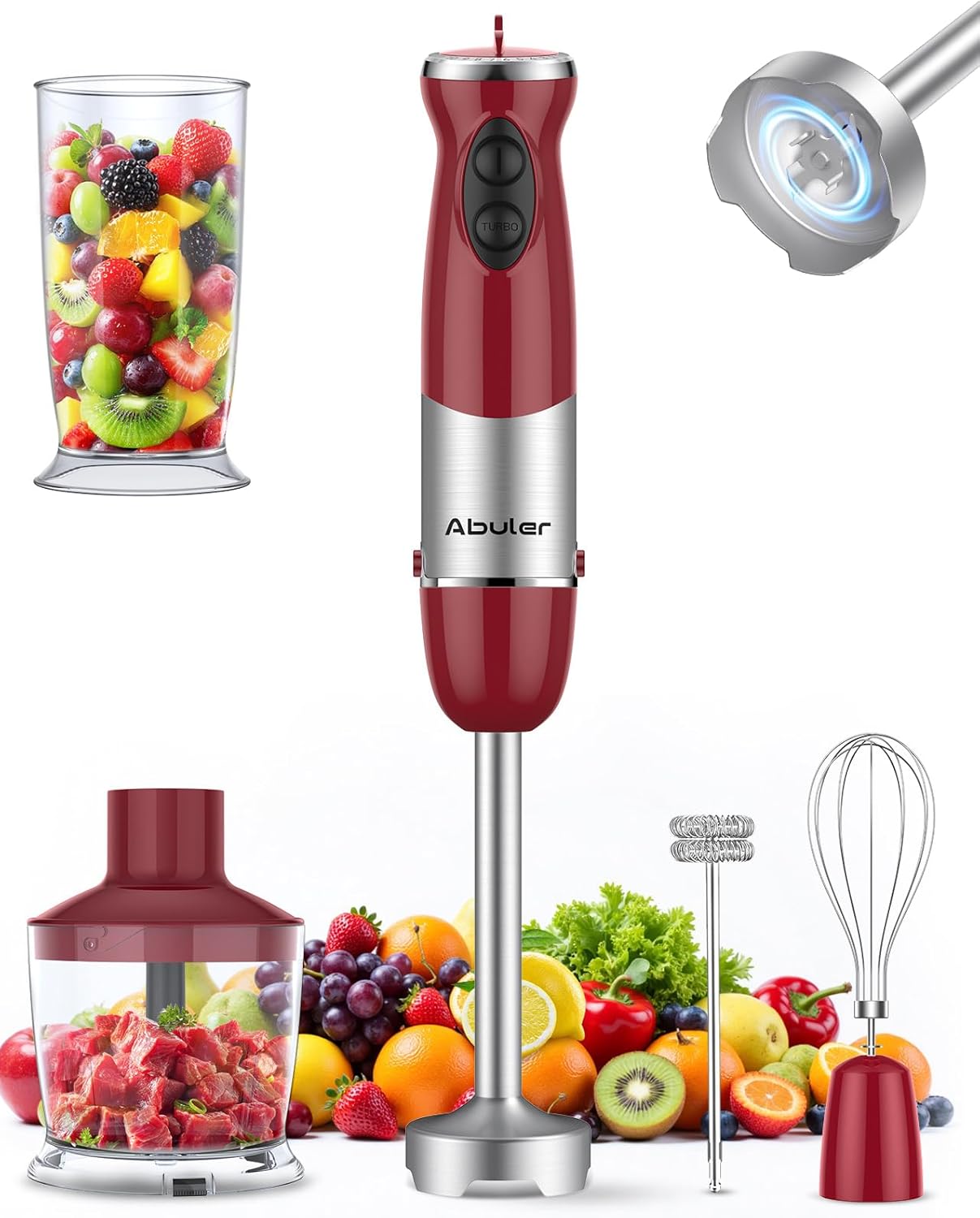 Skiennix Immersion Blender - 1000W Handheld Stick Blender with 12 Speeds & BPA-Free Accessories | Perfect for Soups, Sauces & Baby Food