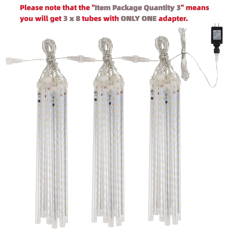 Meteor Shower 24 Tubes Icicle String Lights - 864 LED Multicolor, Outdoor 12 Inch Drop Lights, Connectable