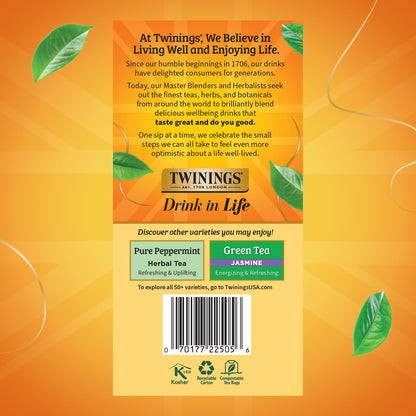 Twinings Lemon & Ginger Herbal Tea Individually Wrapped Bags, 50 Count (Pack of 6), Tangy Lemon & Spicy Ginger, Naturally Caffeine-Free, Enjoy Hot or Iced, 300 Teabags