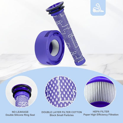 Dyson Vacuum Filter Replacement Kit - 4 Pack for V7, V8 Animal & Absolute | Includes 2 Pre & 2 Post Filters