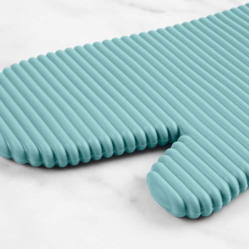 KitchenAid Ribbed Soft Silicone Oven Mitts - 2-Pack Set, 7.5"x13", Mineral Water Aqua