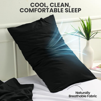 Utopia Bedding King Pillow Cases | Soft Brushed Microfiber - 2 Pack, Fade Resistant, 20 x 40 Inches - Black