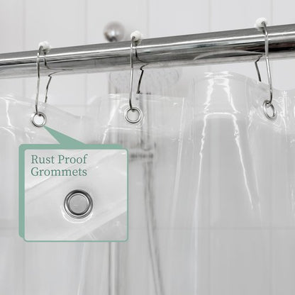 Mrs Awesome Clear Shower Curtain Liner with 3 Magnets, 72x72 Premium Flexible Sturdy Plastic Shower Curtain for Bathroom Lightweight, Waterproof, Clear