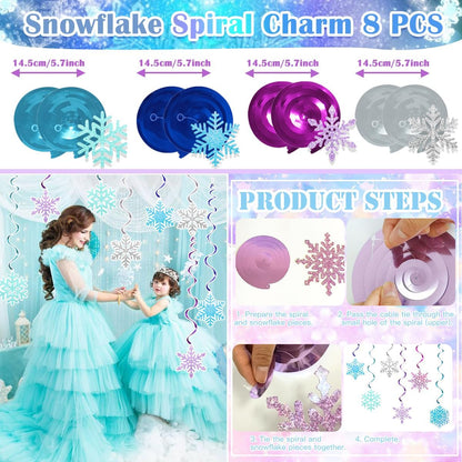 Skiennix Birthday Decorations - Winter Snow 1st Birthday Party Supplies with Balloons, Crown & Banner