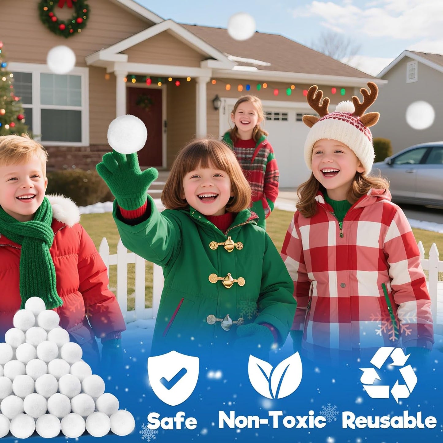 Skiennix Christmas Decorations - 60 PCS 2-Inch Fake Snowballs for Indoor Family Fun & Parties