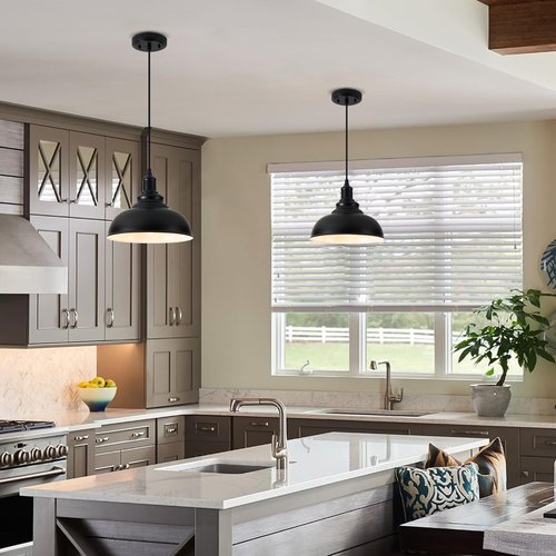 ALAISLYC 3-Pack Black Farmhouse Pendant Light Adjustable Pendant Lighting for Kitchen Island Industrial Hanging Barn Pendant Lights Over Island Sink Light Fixtures