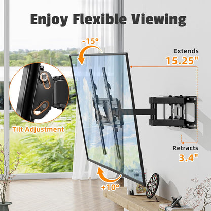 Simple Trending Full Motion TV Wall Mount - Articulating Dual Arms for 32-70 Inch TVs, Max VESA 400x400mm