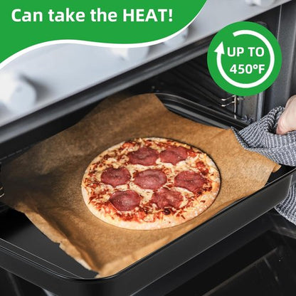 11-Piece Nonstick Baking Pans Set | Professional Grade Carbon Steel Bakeware - Dishwasher Safe, Stackable, Oven Safe to 450°F (Black)