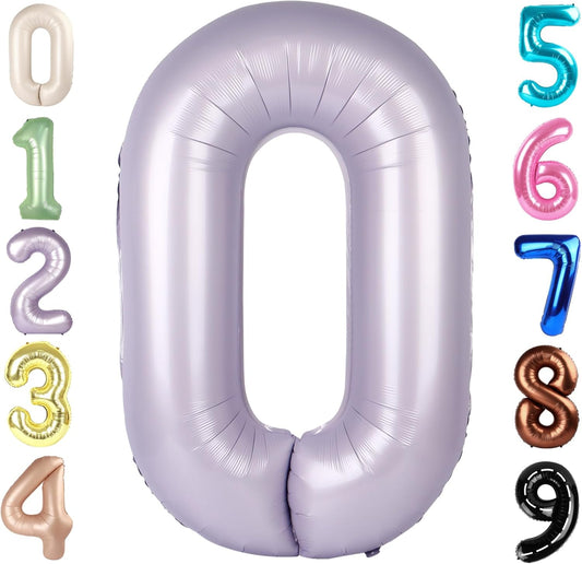 Number 0 Balloons - 40 Inch Cream Purple Birthday Decorations for All Ages | Perfect for Weddings & Baby Showers