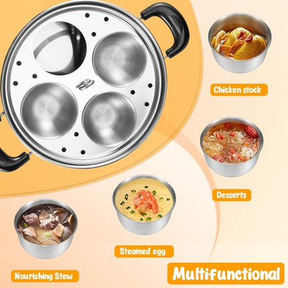 2Pcs Egg Poacher Pan Stainless Steel Poached Egg Maker with 8 Cups Nonstick Stovetop Egg Cooker Pot for Induction Cooktop (Silver, 2-Pack)