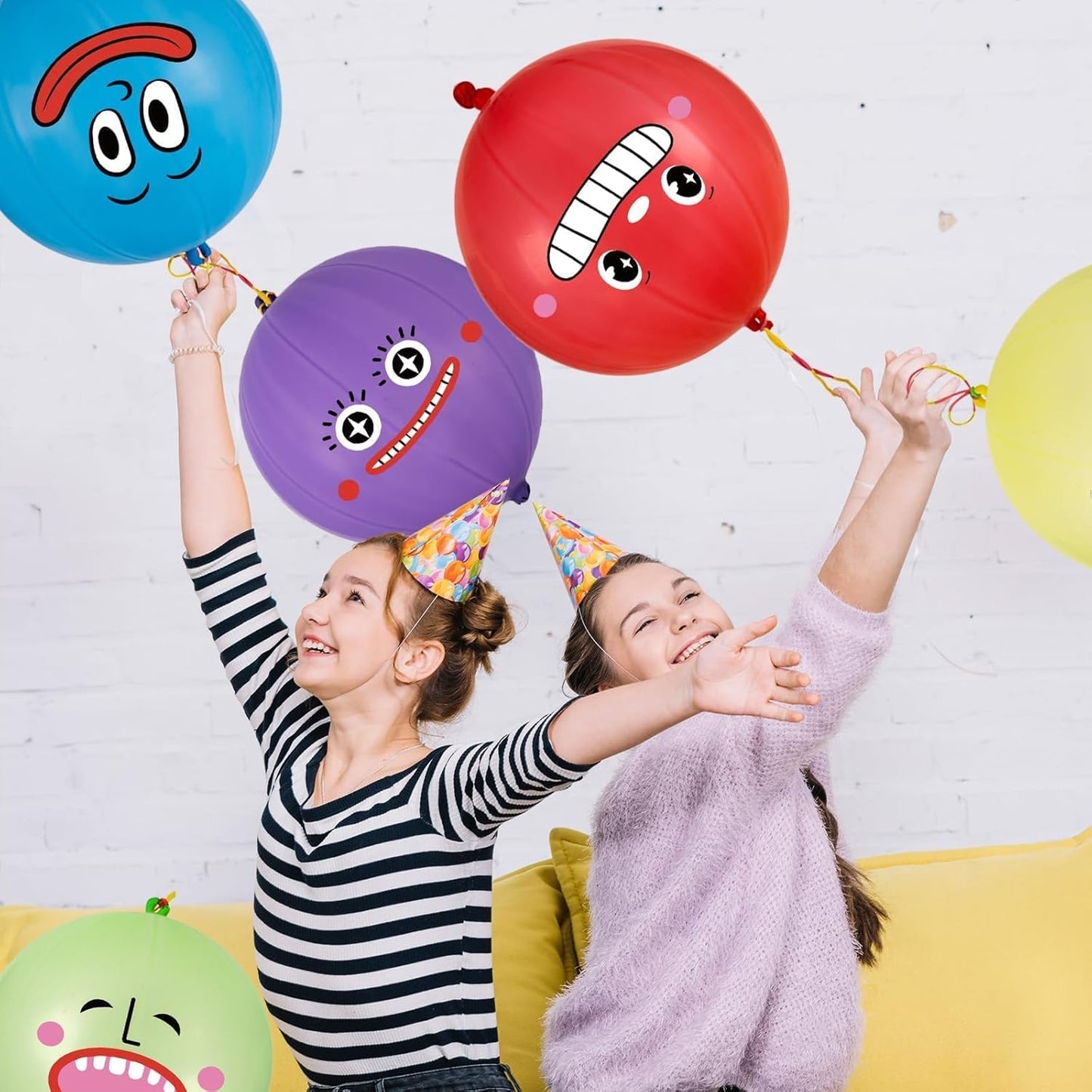 VABAMNA Punch Balloons - 30 Pack Neon Party Favors for Kids | 18 Inch Rubber Band Handle