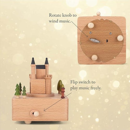 Cottage Garden | Castle Car Woodgrain 6-Inch Beech Wind-Up Musical Figurine - Charming Gift Idea