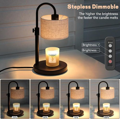 FINCMY Candle Warmer Lamp - Dimmable Wax Warmer with Timer & 2 Bulbs | Perfect Housewarming Gift for Women (Linen-Upgraded)