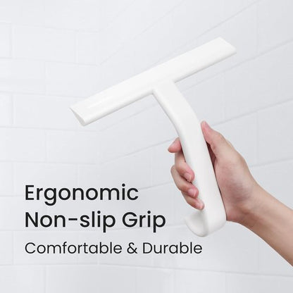 Dancemoon JustHang Shower Squeegee - Award-Winning Silicone Tool for Streak-Free Cleaning | 10-Inch White