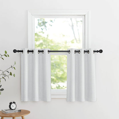 NICETOWN Faux Linen Greyish White Room Darkening Curtain Valances - Energy Saving Thermal Tiers | 36" Long, 2 Panels