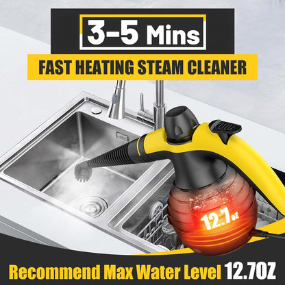 Skiennix Pressurized Handheld Steam Cleaner - Multi-Purpose Home Steamer with 10 Accessories & Safety Lock | Black