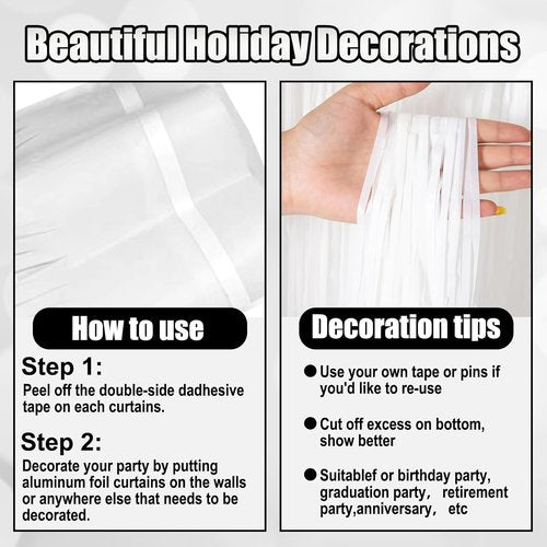 Foil Fringe Garland - 10 Ft Metallic Tinsel Streamers | 4 Pack for Festive Party Decorations