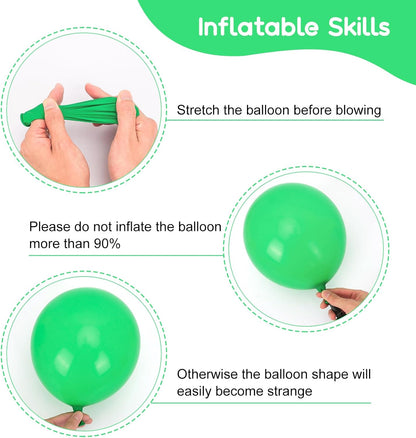 RUBFAC Green Balloons Garland Arch Kit - 138pcs Latex Balloons in Various Sizes for Party Decor