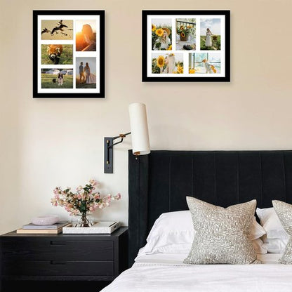 JCJMY 11x14 Picture Frame, 4x6 Collage Picture Frame, Display 5 Pcs 4x6 Photos or 11x14 Picture, Five Opening 4x6 Collage Frame for Wall Hanging, Lightweight 4 x 6 Multi Pictures Frame, Black