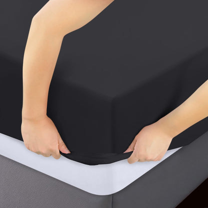Utopia Bedding Twin Fitted Sheets - Soft Brushed Microfiber - Deep Pockets, Fade Resistant | Bulk Pack of 2 (Black)