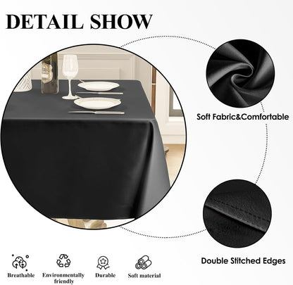 Square Tablecloths | Black 52 x 52 Inch | 6-Pack Stain & Wrinkle Resistant Polyester for Events