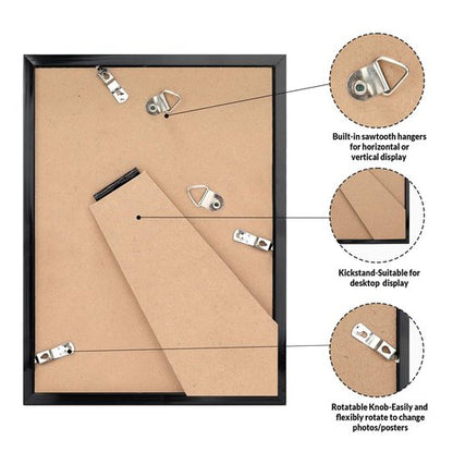 LaVie Home 5x7 Picture Frame Black Set of 10, Display 4x6 with Mat or 5 x 7 Without Mat Picture, Photo Frame Collage for Wall Gallery or Table Deco, Hanging or Tabletop Display