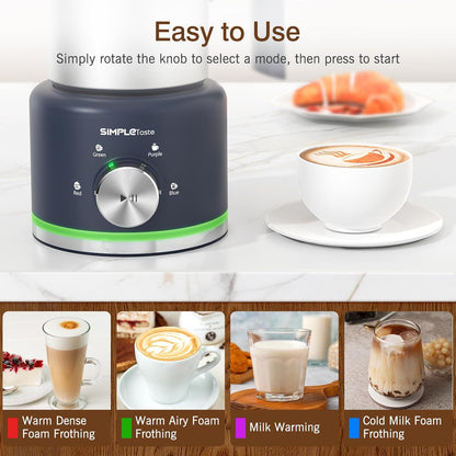 SIMPLETASTE Electric Milk Frother - 4 in 1 Automatic Steamer for Coffee & Lattes | 16.91oz Capacity