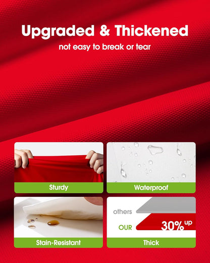 Pureegg Disposable Plastic Table Cloths - 54 x 108 Inch, Leakproof & Sturdy, Red | Perfect for Holidays