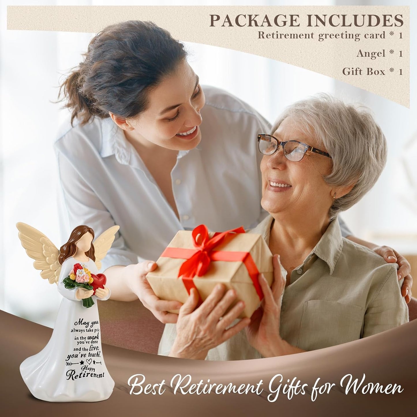 Skiennix Angel Figurine - 7.1" Retirement Gift for Women | Happy Retirement Card & Home Decor