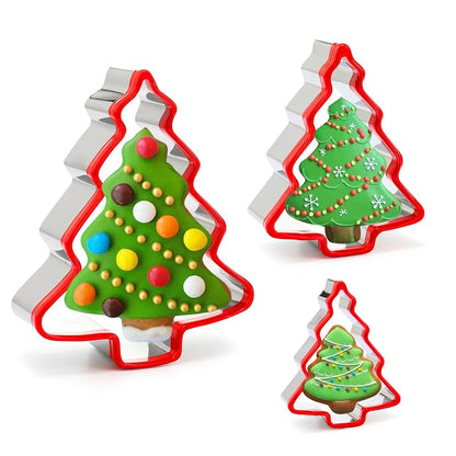 Christmas Tree Cookie Cutters 3Pcs Stainless Steel with PVC Edge - Tree Variation