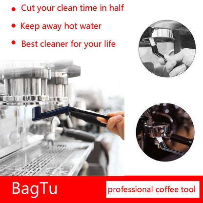 BagTu Coffee Machine Cleaning Brush with Spoon Tool Set for Espresso Machine Group Head,Pack of 3,Black