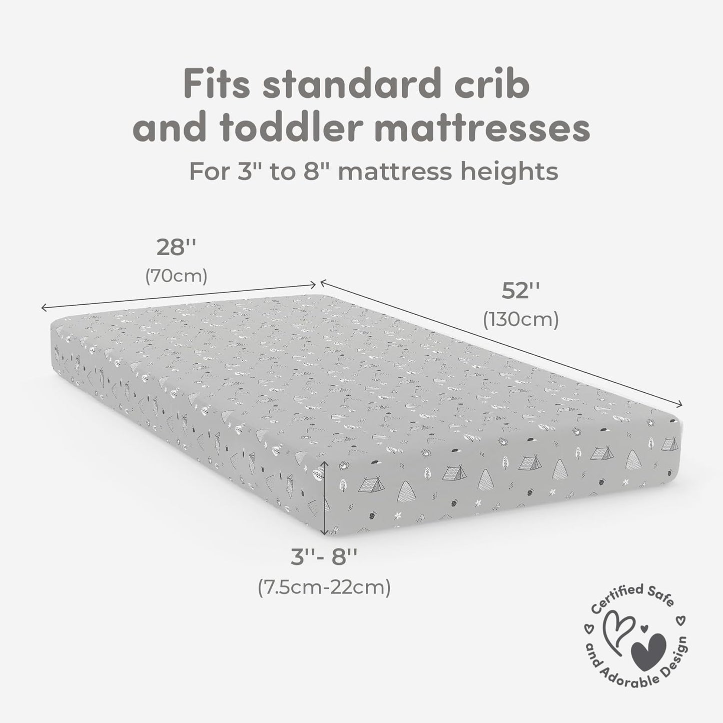 Sweety Fox Cotton Crib Sheets - Soft Jersey Knit Mini Fitted Sheets for Boys & Girls | Woodland Print, 2 Pack