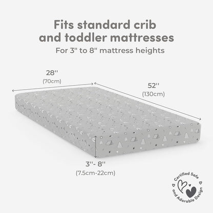 Sweety Fox Cotton Crib Sheets - Soft Jersey Knit Mini Fitted Sheets for Boys & Girls | Woodland Print, 2 Pack