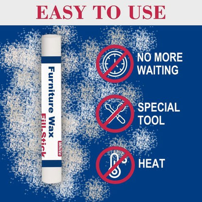 Kenbry Wood Filler Sticks - White Wax Fill Stick for Wood Repair | Fix Scratches, Cracks & Gouges